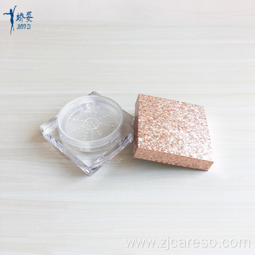 Square Loose Powder Jar with Water Pink Lid